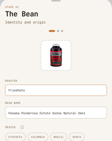 A bean being added to a Tamp collection from the catalog